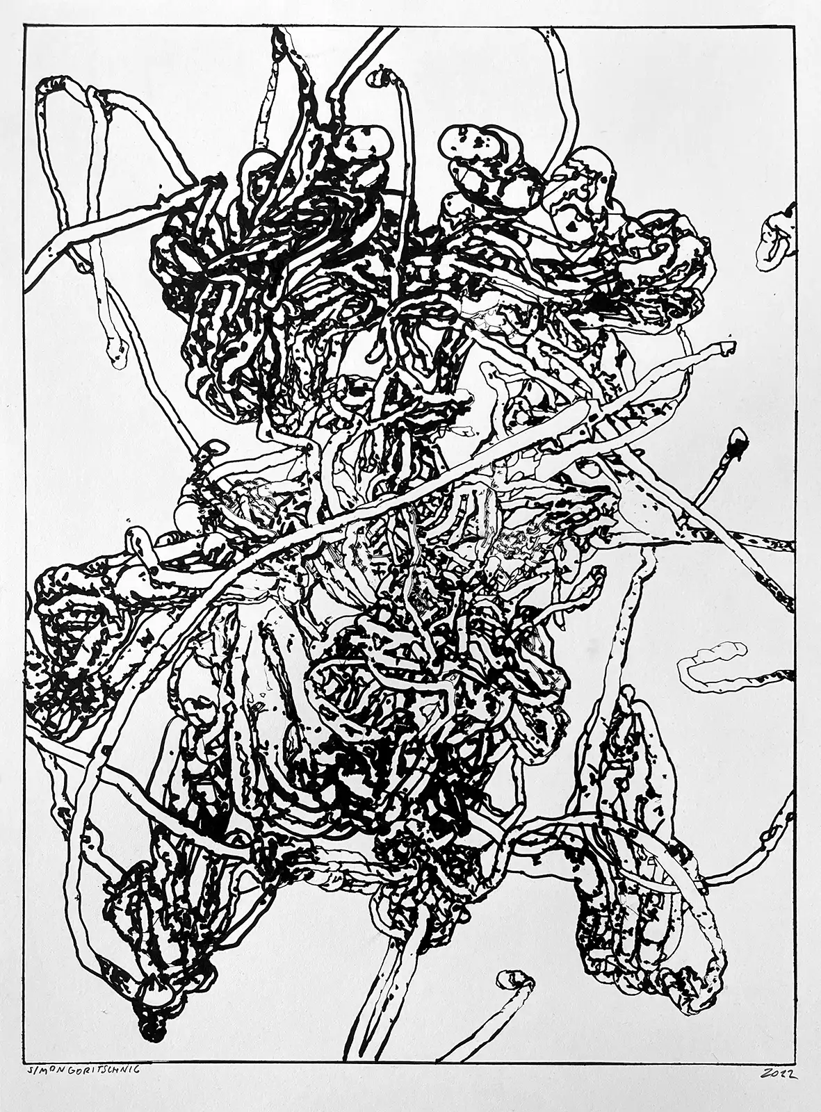 Creature_1 | 2023 | Machine drawing | Ink pn paper
